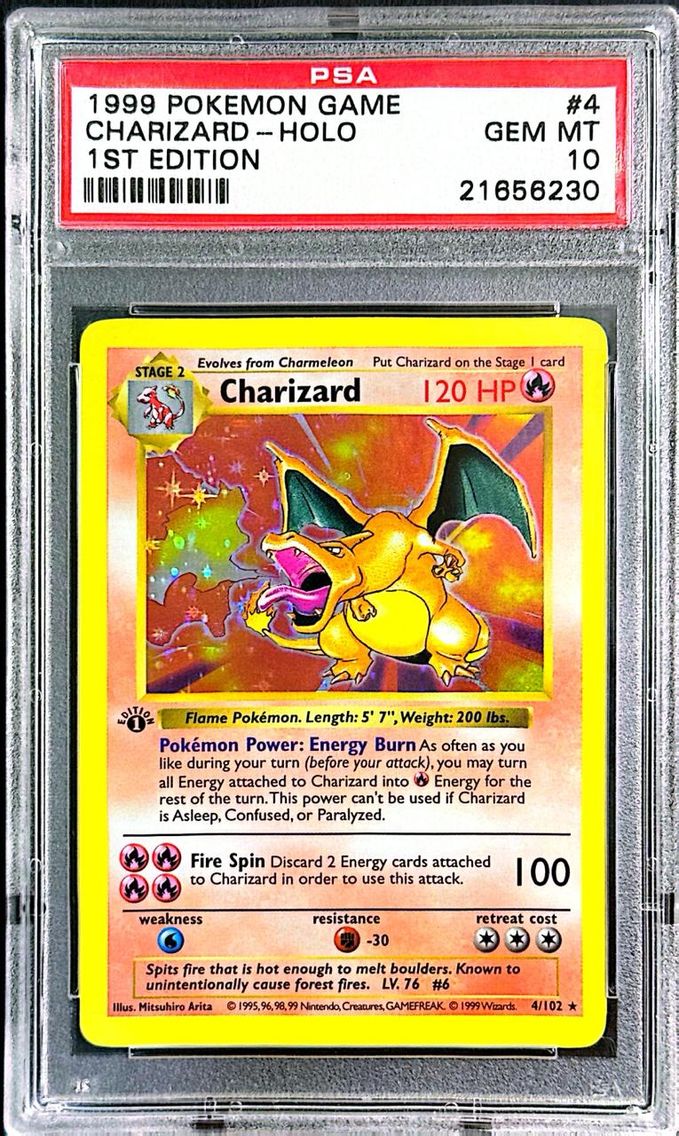 Graded Charizard trading card